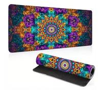 Mouse Pad, Mandala Flower Mouse Mat, Extended Large Mousepad with Non-Slip Rubber Base, Comfortable Keyboard Pad, Office Desk Mat Stitched Edges, Long MousPad Waterproof, 27.5x11.8x0.12 inch 0A0-539