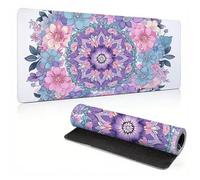 Mouse Pad, Mandala Purple Mouse Mat, Extended Large Mousepad with Non-Slip Rubber Base, Comfortable Keyboard Pad, Office Desk Mat Stitched Edges, Long MousPad Waterproof, 39.4x19.7x0.12 inch 0A0-540