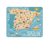 Mouse Pad Map Of Spain Travel Spanish Landmarks People Food Mouse Mat S | Comfortable Gaming Mousepad Non-Slip Mouse Pad Mat for Studying Gamer Work