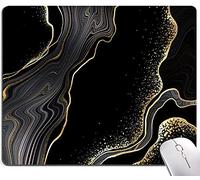 Mouse Pad Marble, Cute Personalized Mouse Pads With Design, Square Washable Cloth Mouse Mat, Gaming Office Home Non-Slip Rubber Base Computer Mousepad, Black Gold Marble 7.9X9.4 Inch