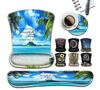 Mouse Pad, Memory Foam Keyboard Wrist Rest Support,Non-Slip Rubber Base,Ergonomic Comfortable Gel Black Desk Pad for Laptop,Gaming & Office, Tropical Beach Coconut PalmTrees Mouse Pad,Proverbs 31-25