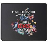 Mouse Pad Mightier Than The Waves Of The Sea Psalm 93:4 Verse Religious Inspirational Quote Christianty Scripture Nautical Mousepad Non-Slip Mouse Mats Durable Desk Mat For Computers 25X30CM