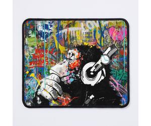 Mouse Pad Monkey Thinker - Banksy Urban Contemporary Colorful Street Art - DJ Chimp 11.8 x 9.8 inch Computer Mat Gaming Office Mousepad