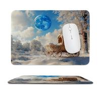 Mouse Pad Moon Carriage Small Mouse Mat 25x20 cm with Stitched Edge, Waterproof Mousepad Smooth Surface Premium-Textured Mousepad with Non-Slip Rubber Base, for PC Laptop Office small Desk Mat uk-1168