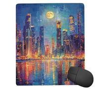 Mouse Pad Moon City Small Mouse Mat 27x22 cm with Stitched Edge, Waterproof Mousepad Smooth Surface Premium-Textured Mousepad with Non-Slip Rubber Base, for PC Laptop Office&Home small Desk Mat uk1157