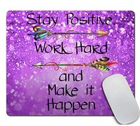 Mouse Pad Motivational Mousepad New Job Gift Office Decor Inspirational Quote Mouse Pad Lady for Coworker Cubicle Decor Office Supplies Cute Fun-Stay Positive Work Hard and Make It Happen