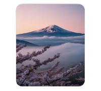 Mouse Pad Mount Fuji with Cherry Blossoms Japanese Landscape at Dawn Zen and Natural Style for Office Desk Inspirational Gift and Tranquil Mousepad, Mouse Mat