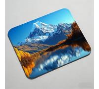 Mouse Pad, Mouse Mat 11.42 x 9.45 inch x3mm, Non Slip Rubber Base Desk Mat, Improved Precision and Speed, Desk Mats Stitched Edges, Waterproof, Mouspad for Office and Home mountain range lake 0O-854