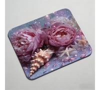 Mouse Pad, Mouse Mat 11.42 x 9.45 inch x3mm, Non Slip Rubber Base Desk Mat, Improved Precision and Speed, Desk Mats with Stitched Edges, Waterproof, Mouspad for Office and Home conch roses 0O-322