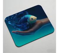 Mouse Pad, Mouse Mat 11.42 x 9.45 inch x3mm, Non Slip Rubber Base Desk Mat, Improved Precision and Speed, Office Desk Mats with Stitched Edges, Waterproof, Mouspad for Office and Home blue fish 0O-618