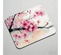 Mouse Pad, Mouse Mat 12.6 x 10.24 inch x3mm, Non Slip Rubber Base Desk Mat, Improved Precision and Speed, Desk Mats with Stitched Edges, Waterproof, Mouspad for Office and Home cherry Tree 0O-956