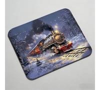 Mouse Pad, Mouse Mat 12.6 x 10.24 inch x3mm, Non Slip Rubber Base Desk Mat, Improved Precision and Speed, Desk Mats with Stitched Edges, Waterproof, Mouspad for Office and Home train forest 0O-650