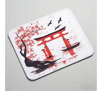 Mouse Pad, Mouse Mat 12.6 x 10.24 inch x3mm, Non Slip Rubber Base Desk Mat, Improved Precision and Speed, Desk Mats Stitched Edges, Waterproof, Mouspad for Office and Home Japan architecture 0O-826