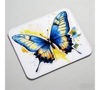 Mouse Pad, Mouse Mat 12.6 x 10.24 inch x3mm, Non Slip Rubber Base Desk Mat, Improved Precision and Speed, Desk Mats with Stitched Edges, Waterproof, Mouspad for Office and Home White Butterfly 0O-40