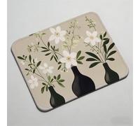 Mouse Pad, Mouse Mat 16.54 x 13.78 inch x3mm, Non Slip Rubber Base Desk Mat, Improved Precision and Speed, Desk Mats with Stitched Edges, Waterproof, Mouspad for Office and Home Brown flower 0O-141