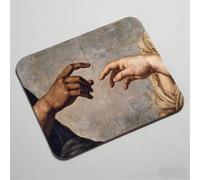 Mouse Pad, Mouse Mat 16.54 x 13.78 inch x3mm, Non Slip Rubber Base Desk Mat, Improved Precision and Speed, Desk Mats with Stitched Edges, Waterproof, Mouspad for Office and Home Retro hand 0O-269