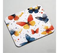 Mouse Pad, Mouse Mat 9.06 x 7.09 inch x3mm, Non Slip Rubber Base Desk Mat, Improved Precision and Speed, Desk Mats with Stitched Edges, Waterproof, Mouspad for Office and Home White Butterfly 0O-42