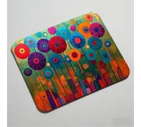 Mouse Pad, Mouse Mat 9.45 x 7.87 inch x3mm, Non Slip Rubber Base Desk Mat, Improved Precision and Speed, Desk Mats with Stitched Edges, Waterproof, Mouspad for Office and Home abstract flower 0O-185