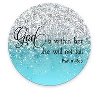 Mouse Pad, Mouse Mat Round Mouse Pad Non-Slip Rubber Base Round Mousepad for Laptop PC Office, Psalm 46:5 God is Within Her,She Will not Fall - Bible Verse Blue