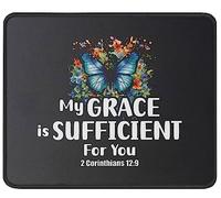 Mouse Pad My Grace Is Sufficient Christianty Faith Verse Scripture Inspirational Mouse Mats Comfort Mousepad Soft Desk Mat For Office Work Computers 25X30CM