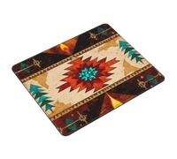 Mouse Pad Native American Southwest Ethnic Pattern Writing Mat Stitched Edges Small Computer Mouse Mat, For Travel, Laptop, Desk, Home, 25x30cm