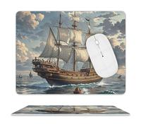 Mouse Pad Nautical Vintage Sailing Pirate Ship Mouse Mat Washable Non-slip Mouses Mats for Man Woman Laptop Gaming Desk Pad Desktop Protector Mat for Office Home Work
