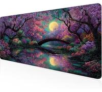 Mouse Pad Night Gaming Mouse Pad Bridge Large Desk Mat 1400x600x3mm,Work From Home Essentials Non-Slip Rubber Base Special Textured Water-Resistant Surface Wear-Resistant Desk Matt For Laptop Y1-375