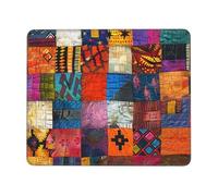 Mouse Pad Non-Slip Rubber Base Mousepad, African Textile Patchwork, Washable Small Mouse Mat for Computer, Laptop, Home, Office - 7 x 8.6 in
