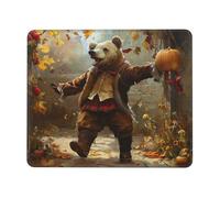 Mouse Pad Non-Slip Rubber Base Mousepad, Dancing Thanksgiving Bear, Washable Small Mouse Mat for Computer, Laptop, Home, Office - 8.3 x 10.3 in