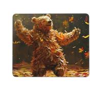 Mouse Pad Non-Slip Rubber Base Mousepad, Dancing Thanksgiving Bear, Washable Small Mouse Mat for Computer, Laptop, Home, Office - 10 x 12 inch