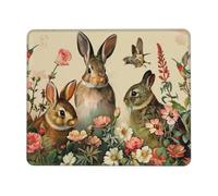 Mouse Pad Non-Slip Rubber Base Mousepad, Flowers Bunnies Birds, Washable Small Mouse Mat for Computer, Laptop, Home, Office - 8.3 x 10.3 in