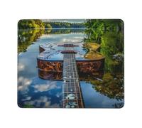 Mouse Pad Non-Slip Rubber Base Mousepad, Lake Guitar Reflection, Washable Small Mouse Mat for Computer, Laptop, Home, Office - 7 x 8.6 in