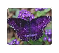 Mouse Pad Non-Slip Rubber Base Mousepad, Lovely Purple Butterfly, Washable Small Mouse Mat for Computer, Laptop, Home, Office - 7.9 x 9.5 in
