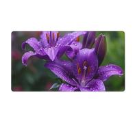 Mouse Pad Non-Slip Rubber Base Mousepad, Purple Lily Flowers, Washable Mouse Mat for Computer, Laptop, Home, Office - 16x29.5 in