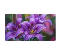 Mouse Pad Non-Slip Rubber Base Mousepad, Purple Lily Flowers, Washable Mouse Mat for Computer, Laptop, Home, Office - 16x29.5 in