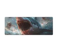 Mouse Pad Non-Slip Rubber Base Mousepad, Sharks, Washable Mouse Mat for Computer, Laptop, Home, Office - 11.8x31.5 in