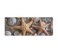 Mouse Pad Non-Slip Rubber Base Mousepad, Starfish Seashell Sandy Beach, Washable Mouse Mat for Computer, Laptop, Home, Office - 11.8x31.5 in