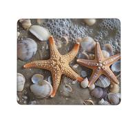 Mouse Pad Non-Slip Rubber Base Mousepad, Starfish Seashell Sandy Beach, Washable Small Mouse Mat for Computer, Laptop, Home, Office - 7.9 x 9.5 in