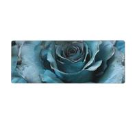 Mouse Pad Non-Slip Rubber Base Mousepad, Teal Gray Rose Flower, Washable Mouse Mat for Computer, Laptop, Home, Office - 11.8x31.5 in