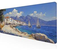 Mouse Pad Ocean Gaming Mouse Pad Small Town Large Desk Mat 1400x600x3mm,Work From Home Essentials Non-Slip Rubber Base Special Textured Water-Resistant Surface Wear-Resistant For Office Laptop Y1-915