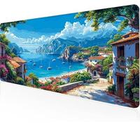 Mouse Pad Ocean Gaming Mouse Pad Small Town Large Desk Mat 700x400x3mm,Work From Home Essentials Non-Slip Rubber Base Special Textured Water-Resistant Surface Wear-Resistant For Office Laptop Y1-545