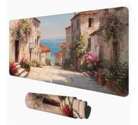 Mouse Pad Ocean & Small Town 90 x 40 cm Desk Mat, Table Blotter 1D#324