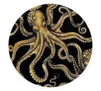 Mouse Pad, Octopus Yellow Pattern Round Computer Mousepad Non-Slip Base, Gaming Mouse Mat for Laptop Office Home, 10 x 10 Inch