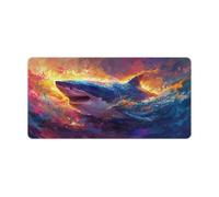Mouse Pad Oil Painting of Sharks Desk Mat Smooth Glide Feeling with Steady Controlstitched Edges Uniform High Density Rubber 30x60cm