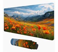 Mouse Pad Orange & Flower 80 x 40 cm Desk Mat, Office Table Blotter 1D#222