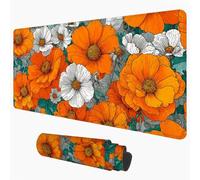 Mouse Pad Orange & Flower 90 x 40 cm Desk Mat, Office Table Blotter 1D#78