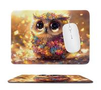Mouse Pad Owl Small Mouse Mat 18x22 cm with Stitched Edge, Waterproof Mousepad Smooth Surface Premium-Textured Mousepad with Non-Slip Rubber Base, for PC Laptop Office&Home Small Desk Mat, Gifts uk673