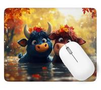 Mouse Pad Ox, Small Mouse Mat 320 x 260 mm, Desk Mat with Waterproof Design, Premium-Textured Square Mousepad Animal, Smooth Surface, Gaming Office Mousemat for Keyboard Decor Gifts Christmas p1j-605