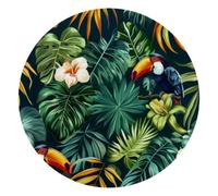 Mouse Pad, Palm Trees Jungle Leaves Exotic Birds Round Computer Mousepad Non-Slip Base, Gaming Mouse Mat for Laptop Office Home, 10 x 10 Inch