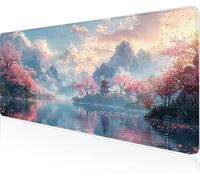 Mouse Pad Peach Forest Gaming Mouse Pad Landscape Large Desk Mat 600x400x3mm,Work From Home Essentials Non-Slip Rubber Base Special Textured Water-Resistant Surface Wear-Resistant For Laptop Y1-180